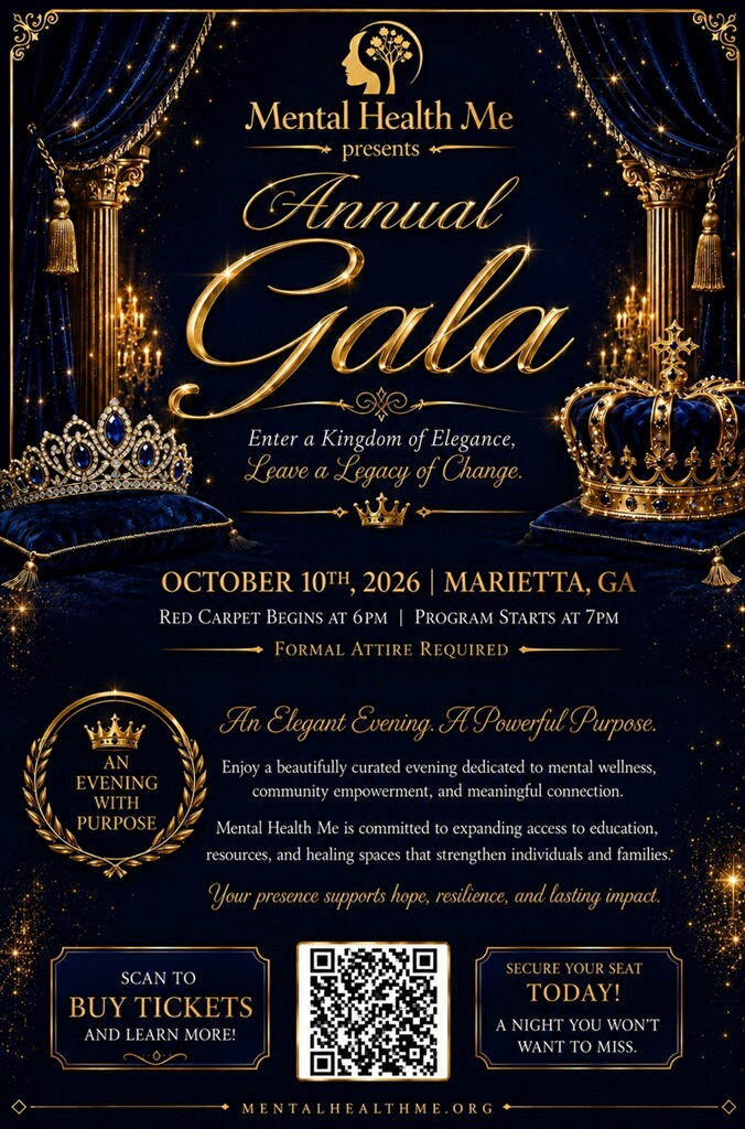 Mental Health Me Annual Gala flyer — October 10, 2026, Marietta, GA